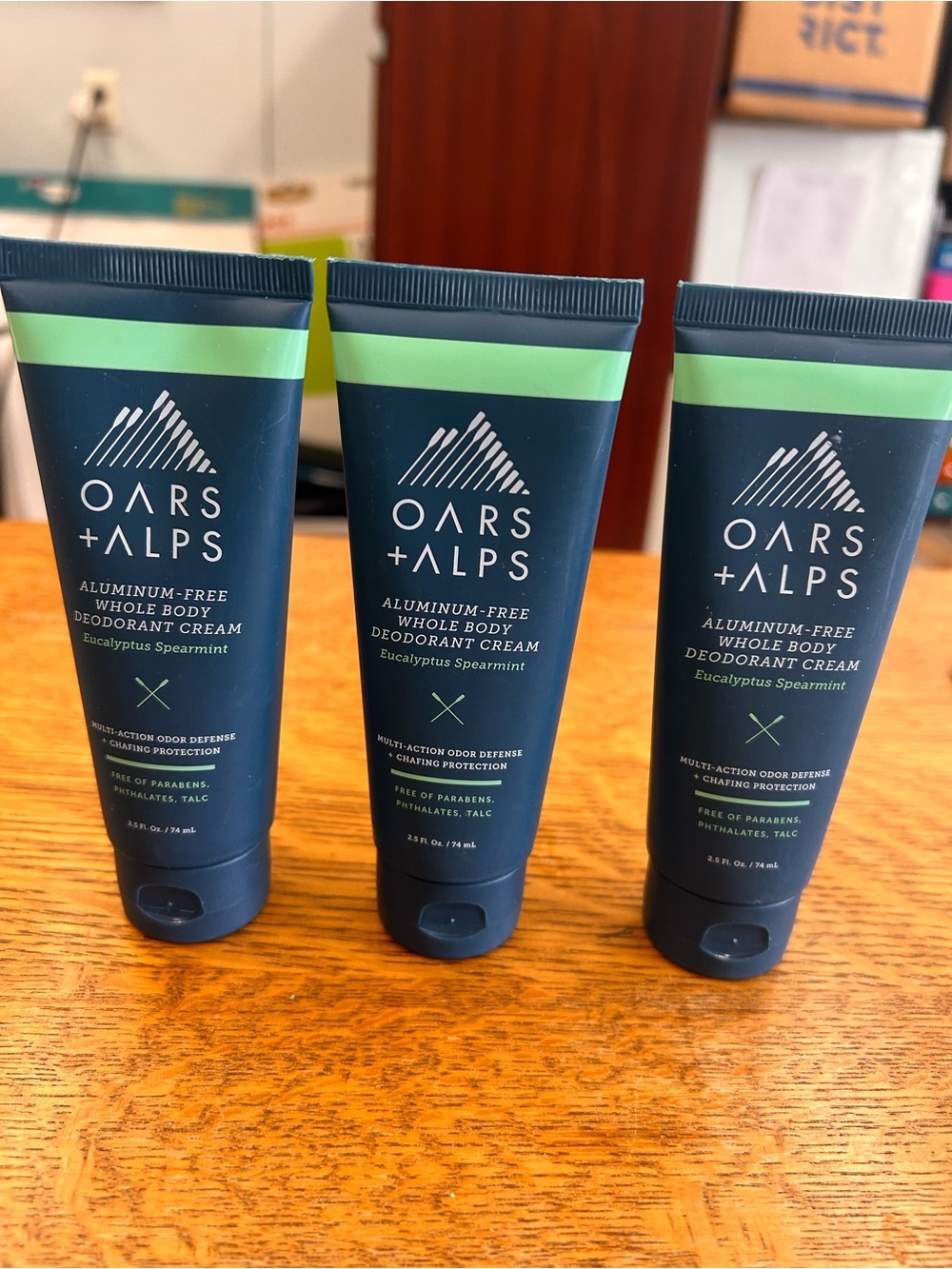 Oars+Alps Whole Body Deodorant Cream Aluminum Free Eucalyptus Spearmnt Lot 3 NEW